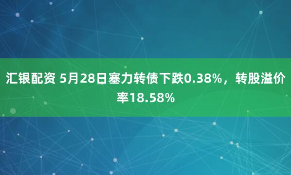 汇银配资 5月28日塞力转债下跌0.38%，转股溢价率18.58%