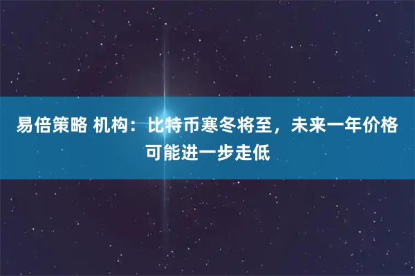 易倍策略 机构：比特币寒冬将至，未来一年价格可能进一步走低